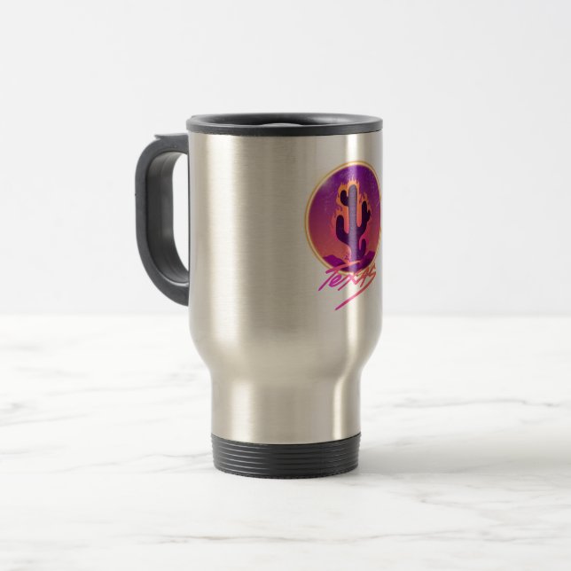 CACTUS SUNSET NEON  TRAVEL MUG (Front Left)