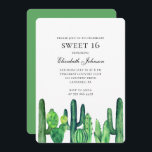 Cactus sweet 16. Green cacti modern 16th birthday Invitation<br><div class="desc">Contact me,  please,  if you need additional items.</div>