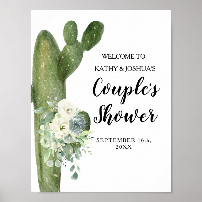 Cactus Taco 'bout Love Couple Shower Welcome Poster (Front)