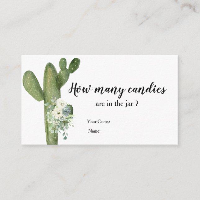 Cactus Taco bout Love Guess How Many Candies Enclosure Card (Front)