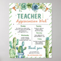 Cactus Teacher Appreciation Week Itinerary
