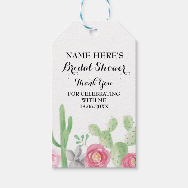 Cactus Thank you Tag Fiesta Mexico Bridal Shower (Front)