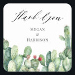 Cactus Thank You Wedding  Square Sticker<br><div class="desc">Cactus Wedding Thank You Gift Tags</div>