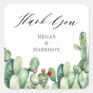 Cactus Thank You Wedding  Square Sticker