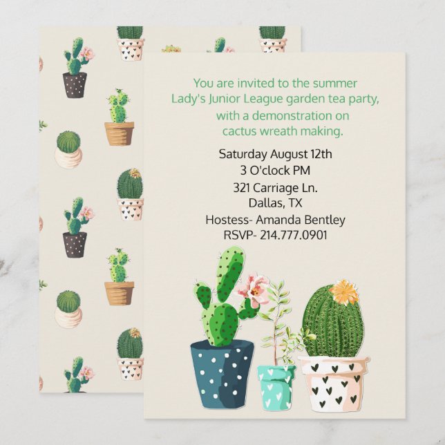 Cactus Theme Event Invitation (Front/Back)