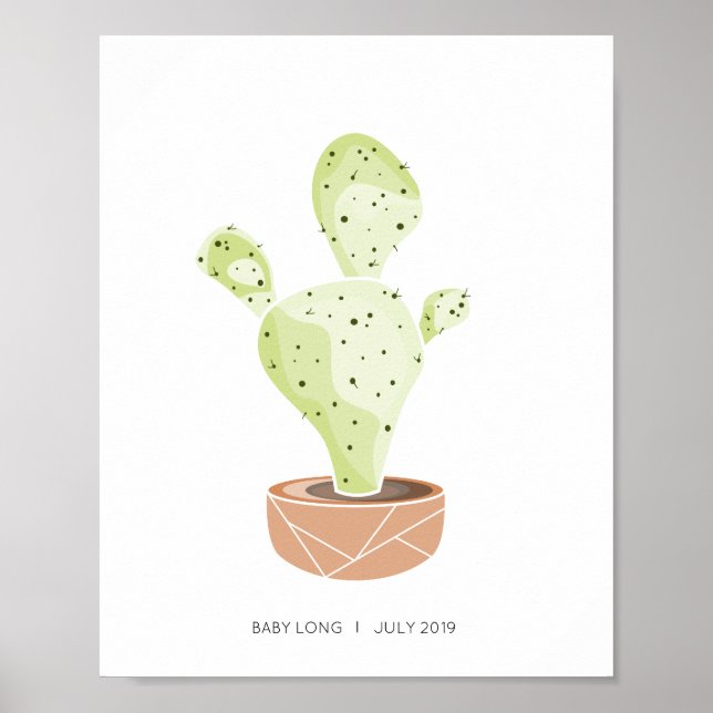 Cactus Thumbprint Guestbook, Succulent Baby shower Poster (Front)