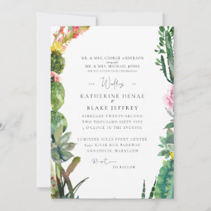 Cactus Tropical Elégant Mariage Invitation