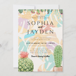 Cactus Tropical Palm Tree Desert Boho Wedding Invitation