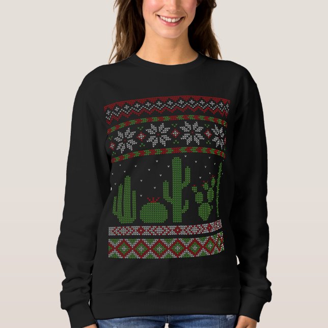 Cactus Ugly Christmas Sweater Southwest Cacti Succ (Front)