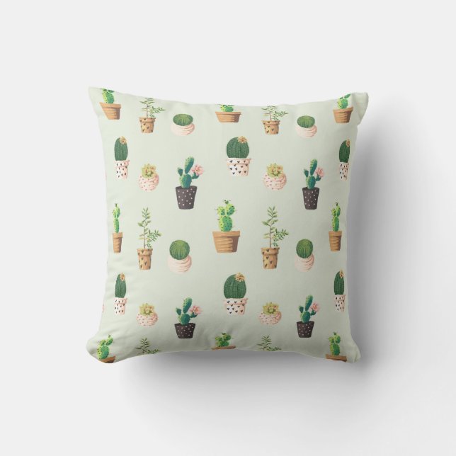Cactus vert clair Succulent Plante Coussin Motif (Recto)