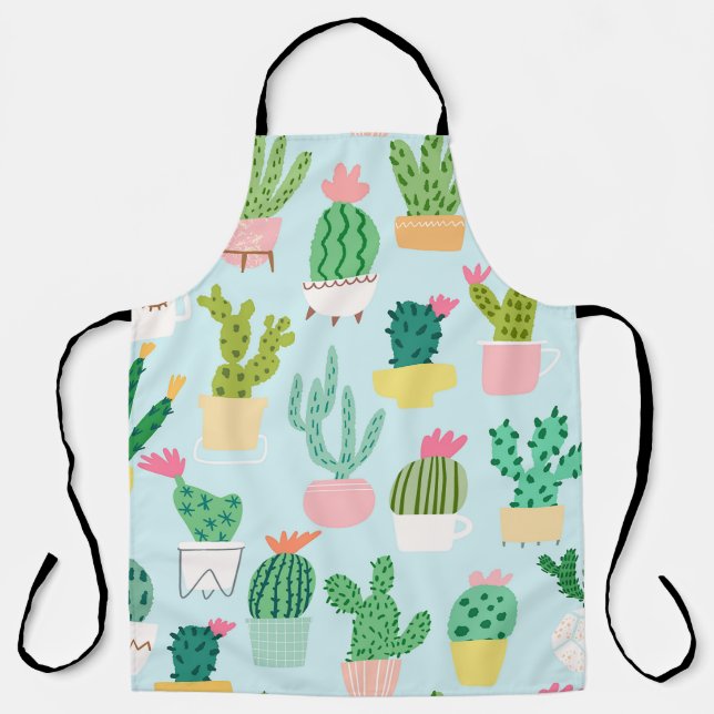 Cactus vintage seamless pattern. Cacti seamless ba Apron (Front)