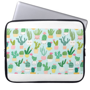 Cactus vintage seamless pattern. Cacti seamless ba Laptop Sleeve