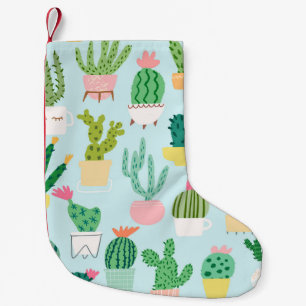 Cactus vintage seamless pattern. Cacti seamless ba Small Christmas Stocking