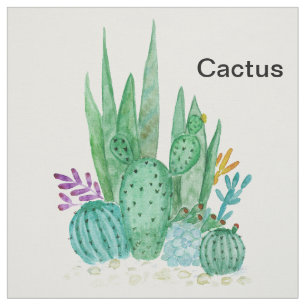 Cactus watercolor cacti flowers floral desert illu fabric