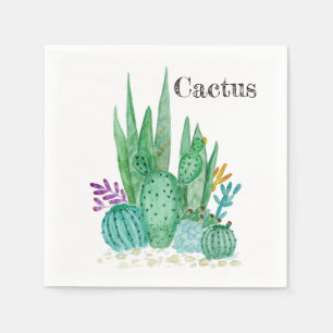 Cactus watercolor cacti flowers floral desert illu napkin
