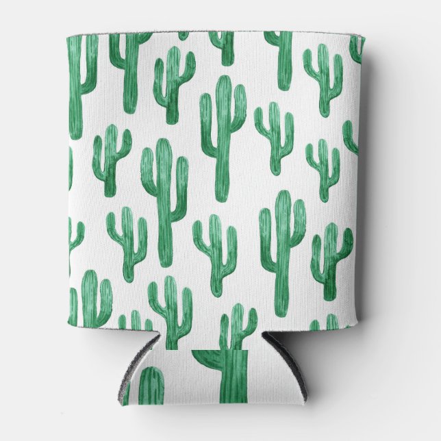 Cactus watercolor: hand-drawn illustration can cooler (Front)