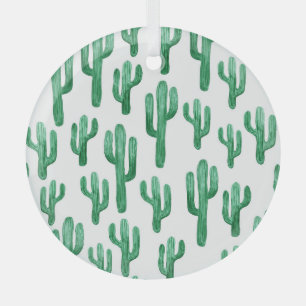 Cactus watercolor: hand-drawn illustration glass ornament