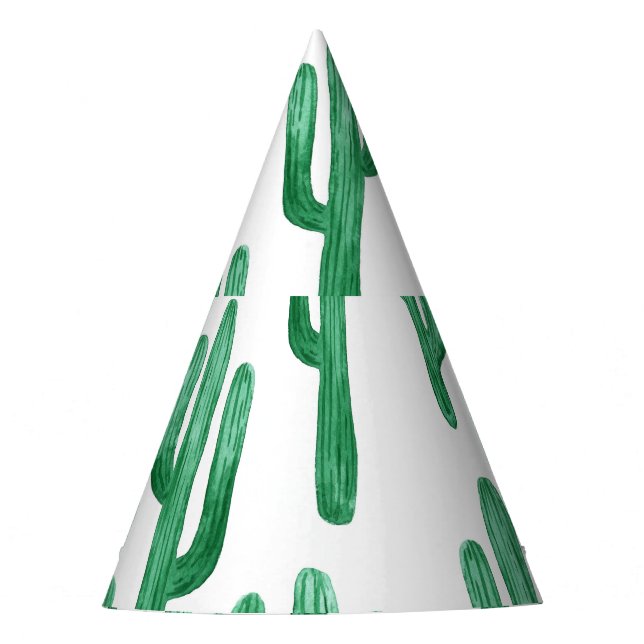 Cactus watercolor: hand-drawn illustration party hat (Front)