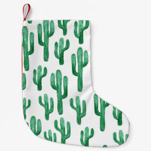 Cactus watercolor: hand-drawn illustration small christmas stocking