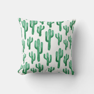 Cactus watercolor: hand-drawn illustration throw pillow
