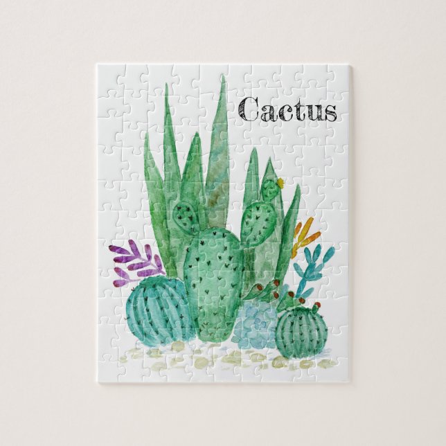 Cactus, watercolor jigsaw puzzle (Vertical)