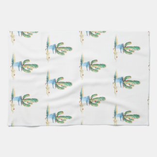 Cactus watercolor kitchen bath towel