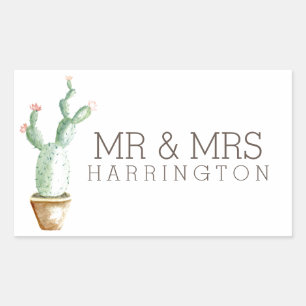 Cactus Watercolor   Mr & Mrs Sticker