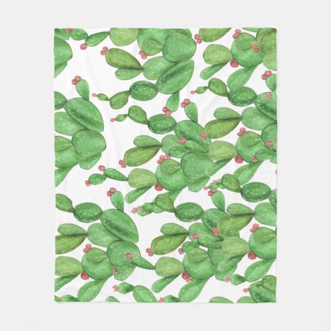 Cactus Watercolor: Seamless Pattern Background Fleece Blanket (Front)