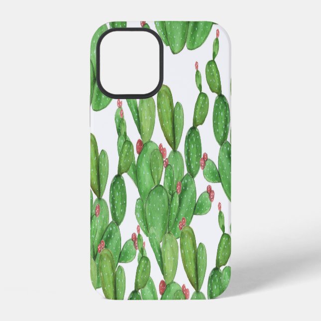 Cactus Watercolor: Seamless Pattern Background iPhone Case (Back)