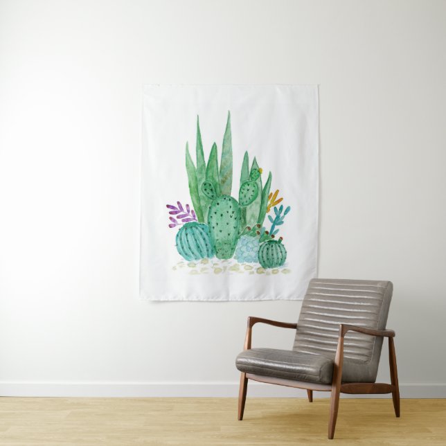 Cactus, watercolor tapestry (In Situ)