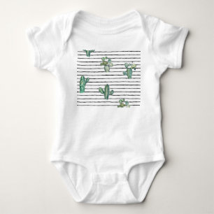 Cactus Watercolor: Vintage Pen Drawing. Baby Bodysuit