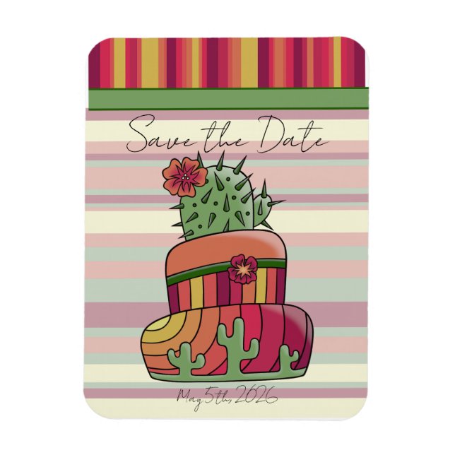 Cactus Wedding Cake "Save the Date" Magnet (Vertical)