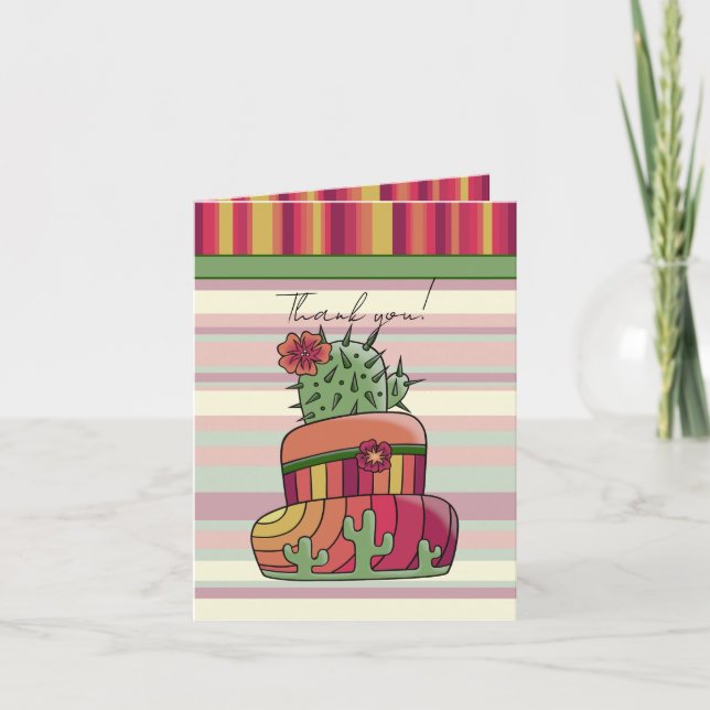 Cactus Wedding Cake "Thank You" Invitation (Front)