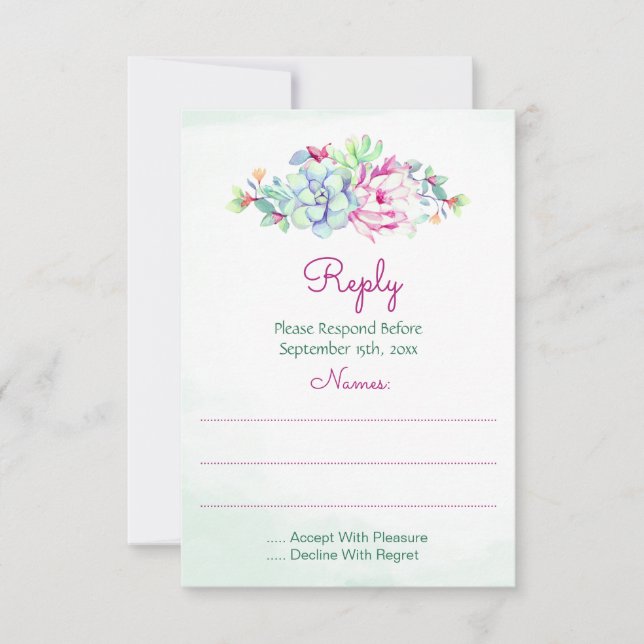 Cactus Wedding Reply Cards (Front)