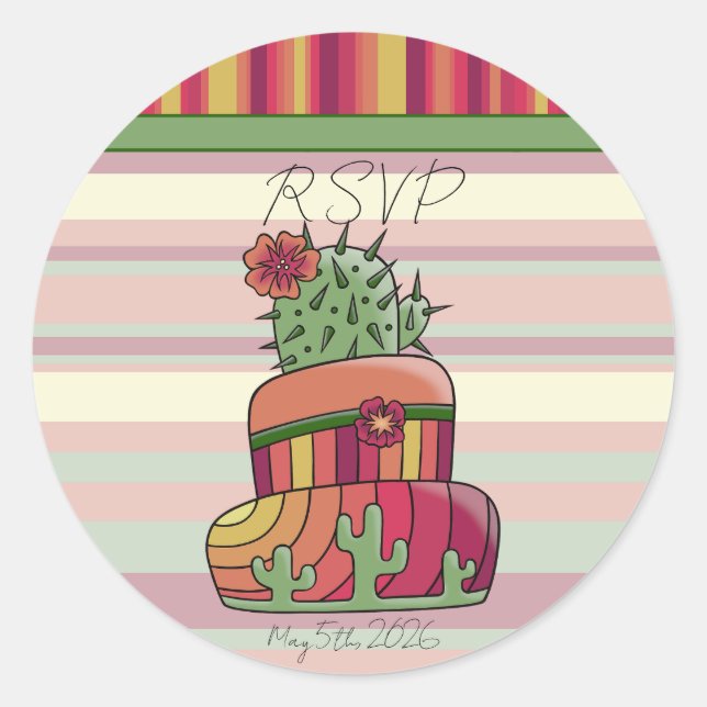 Cactus Wedding "RSVP" Sticker (Devant)
