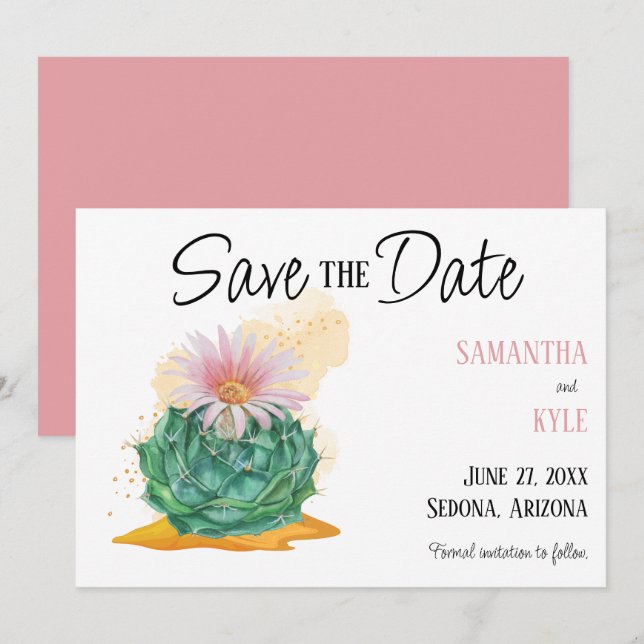 Cactus Wedding Save the Date Invitation (Front/Back)