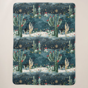 Cactus Western Cowboy Cowgirl Christmas Sherpa Blanket