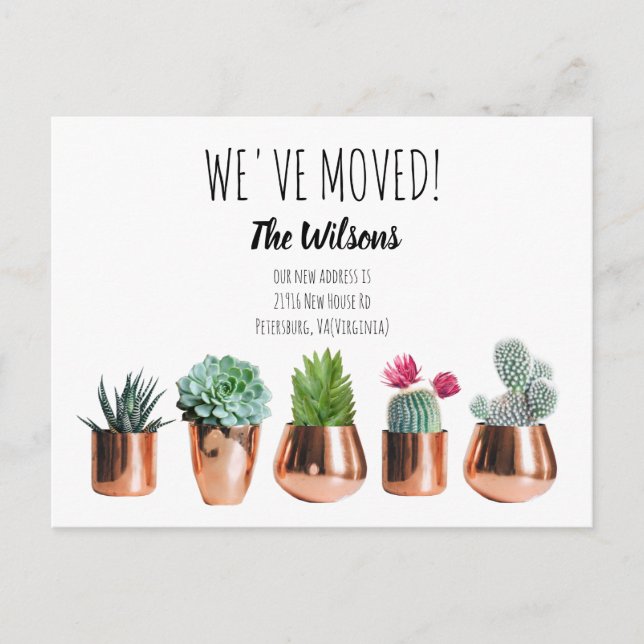 Cactus We've Moved New Home Moving Announcement (Front)