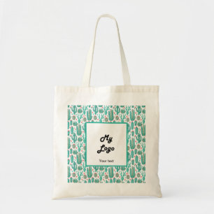 Cactus whimsical pattern business logo text tote bag