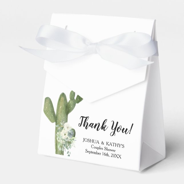 Cactus White Flowers Pampas Grass Party Favor Box (Front Side)
