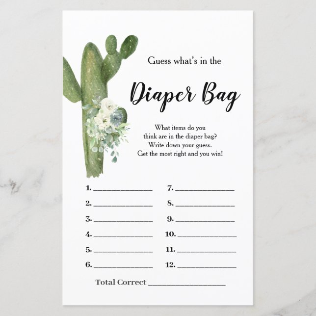 Cactus White Flowers Taco bout Love Diaper Bag (Front)
