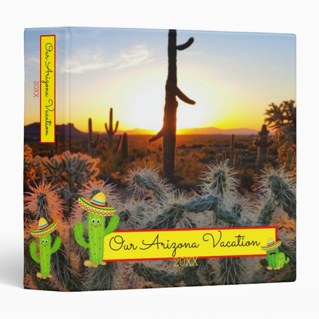 Cactus With Arizona Sunset Superstition Wilderness Binder (Front/Spine)