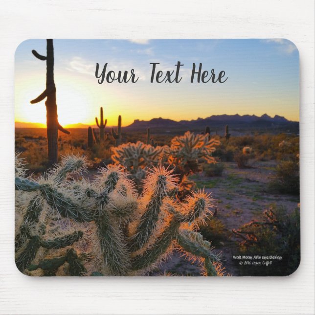 Cactus with Arizona sunset Superstition Wilderness Mouse Pad (Front)