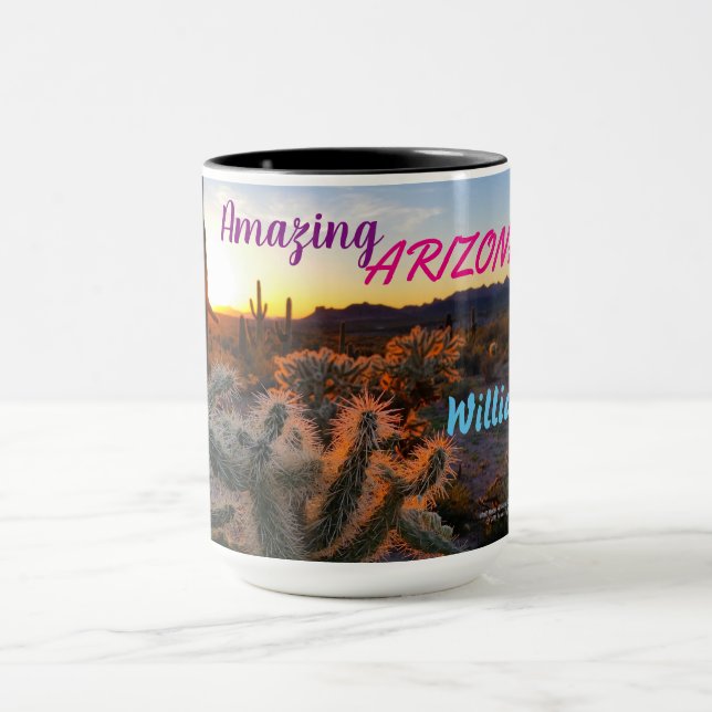 Cactus With Arizona Sunset Superstition Wilderness Mug (Center)