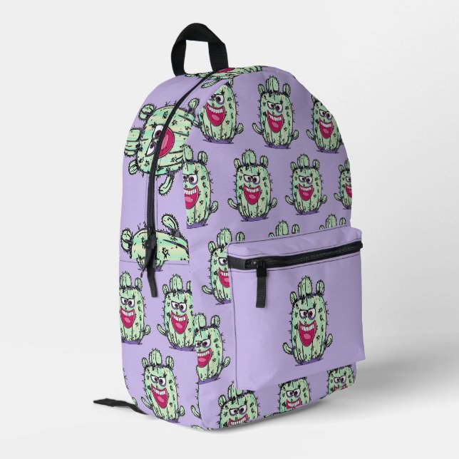 Cactus with attitude printed backpack (Back Corner Left)