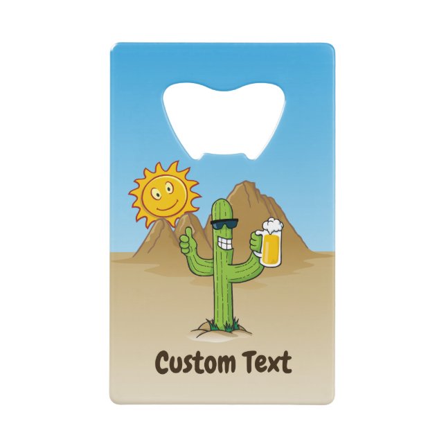 Cactus with Beer Credit Card Bottle Opener (Front)