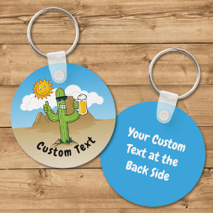 Cactus with Beer Keychain