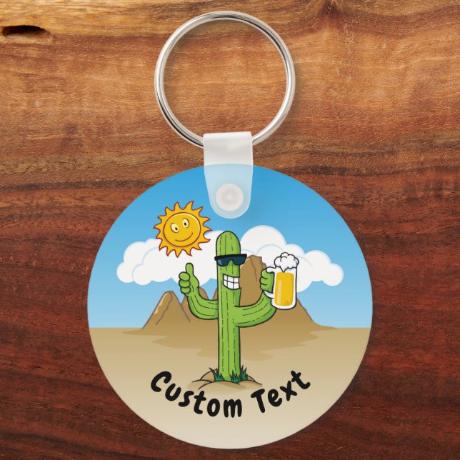 Cactus with Beer Keychain (Front)