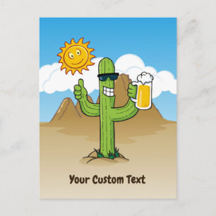 Cactus with Beer Vertical Postcard