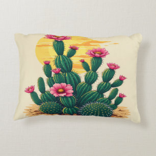 Cactus with Flowers Accent Pillow